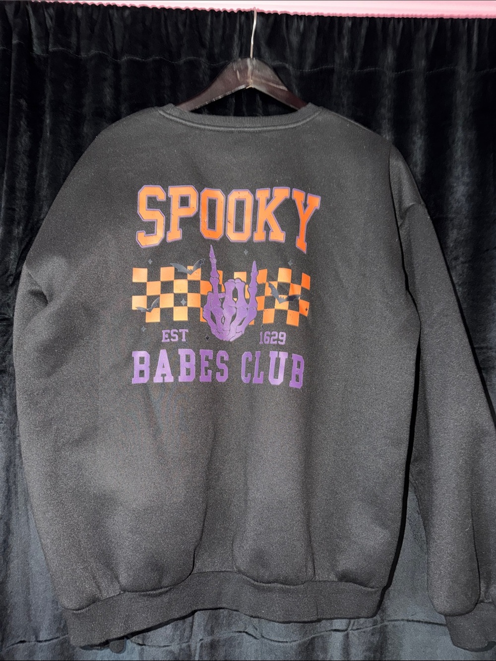 Spooky Babes Club Black Graphic Crewneck Sweatshirt